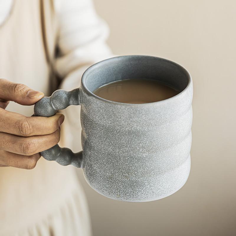 Delicate Handle Mug Minimalist Solid Color Cup Household Ceramic Cup Water Cup Large Capacity Breakfast Cup Teacup