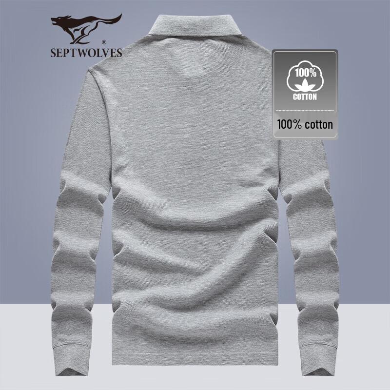 Qipileng Men's Business Casual Long-Sleeve Polo Shirt