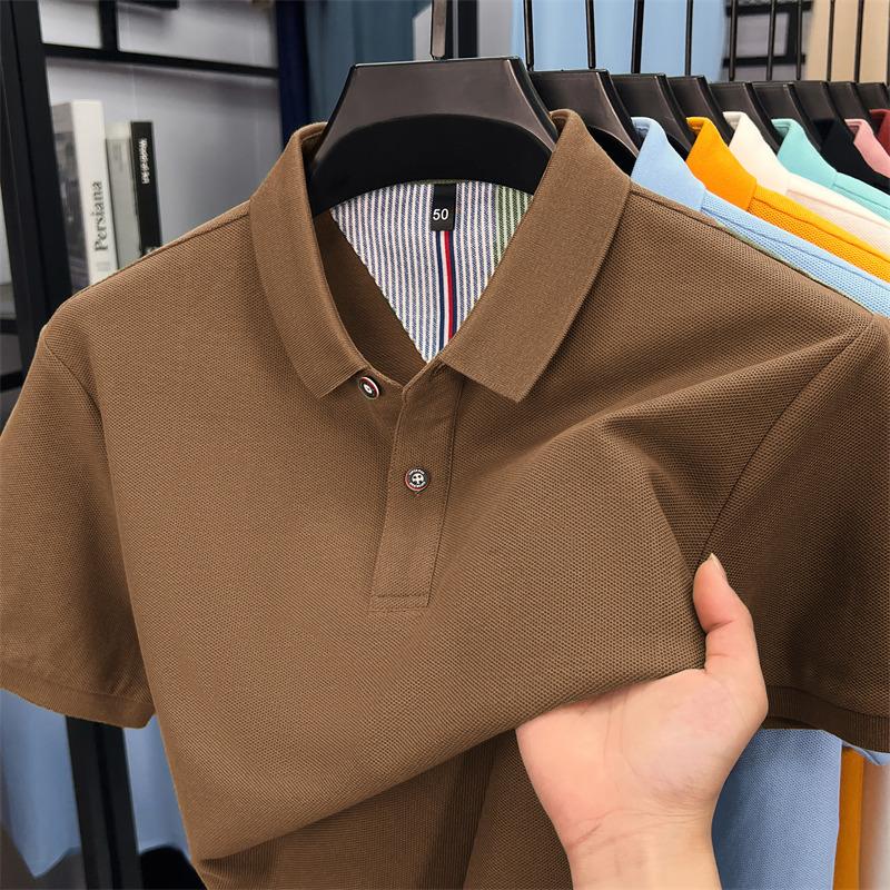 100% Cotton Short Sleeve Polo Shirt Comfortable Lightweight High-End Brand Fashionable Simple Summer Men'S Casual Lapel T-Shirt