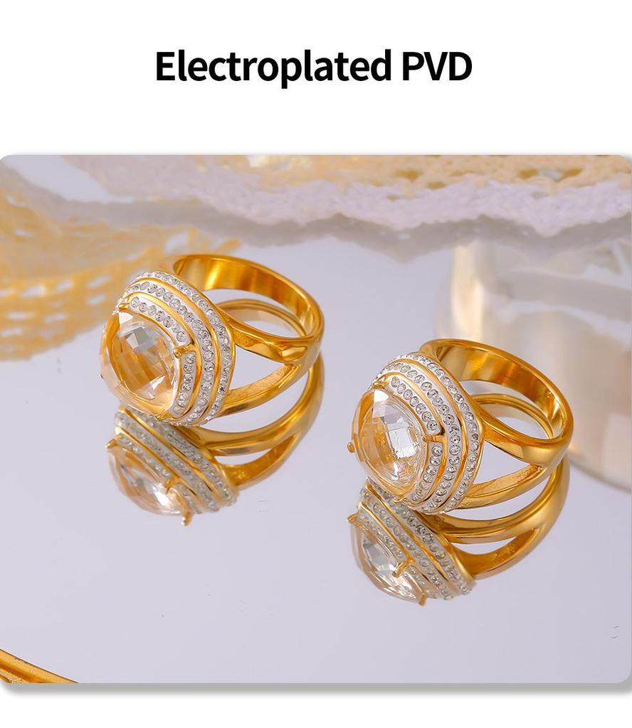 18k Gold-Plated Geometric Zircon Multi-layer Ring for Women