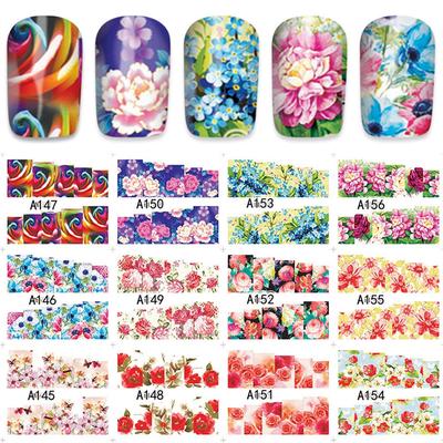 12Patterns Water Decals  Transfer Stickers Big Sheet Manicure Decoration