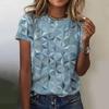 Summer Round Neck Geometric Pattern 3D Print Top Fashionable Casual Colorful Short Sleeved Women's T-shirts