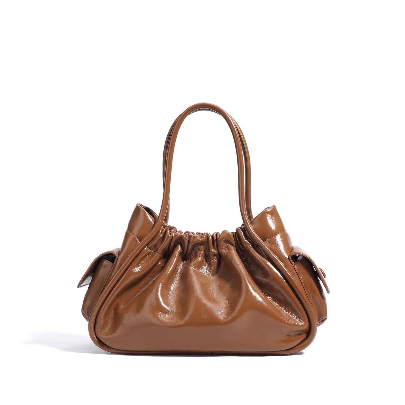 

2025 Простая однотонная плиссированная блестящая сумка-ведро – Модная сумка кроссбоди и на плечо для женщин