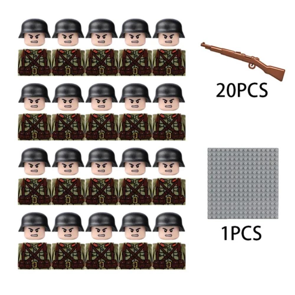 Kinderbausteine Chinesisches Spielzeug Neuer WW2 Soldat Militär Armee Mini-Puppen Nationales Bündnis Offizier Gewehrriemen Spielzeug Großhandel