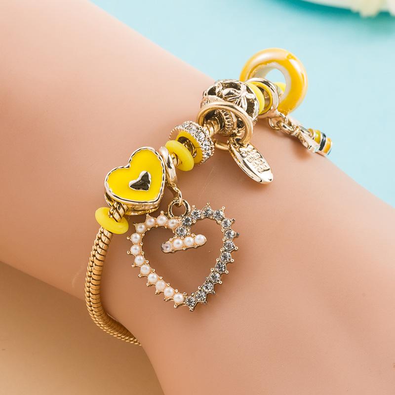 

Meier Diy cute heart pendant alloy bracelet - trendy bestseller bracelet & accessories жовтий