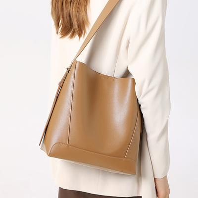 Sac à bandoulière en cuir véritable pour femme, sac seau fourre-tout de luxe en cuir souple