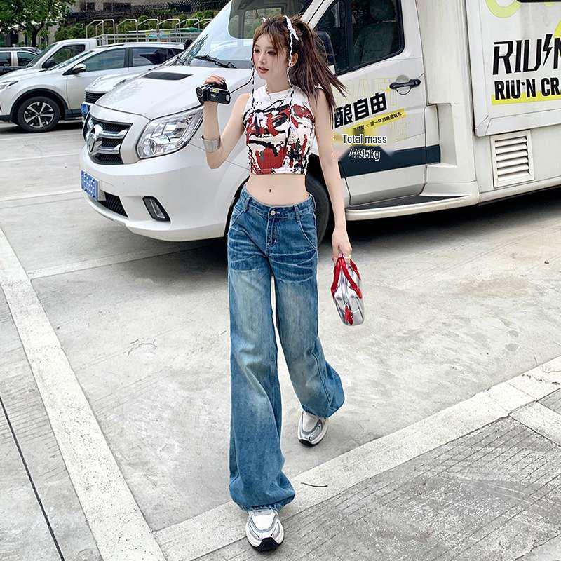 Retro Low-Waist Flare Jeans - Women's Slimming American Style Summer Pants