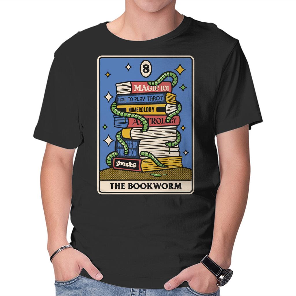 Unisex Crew Neck T-Shirt The Bookworm Tarot Graphic Short Sleeve Casual Tee