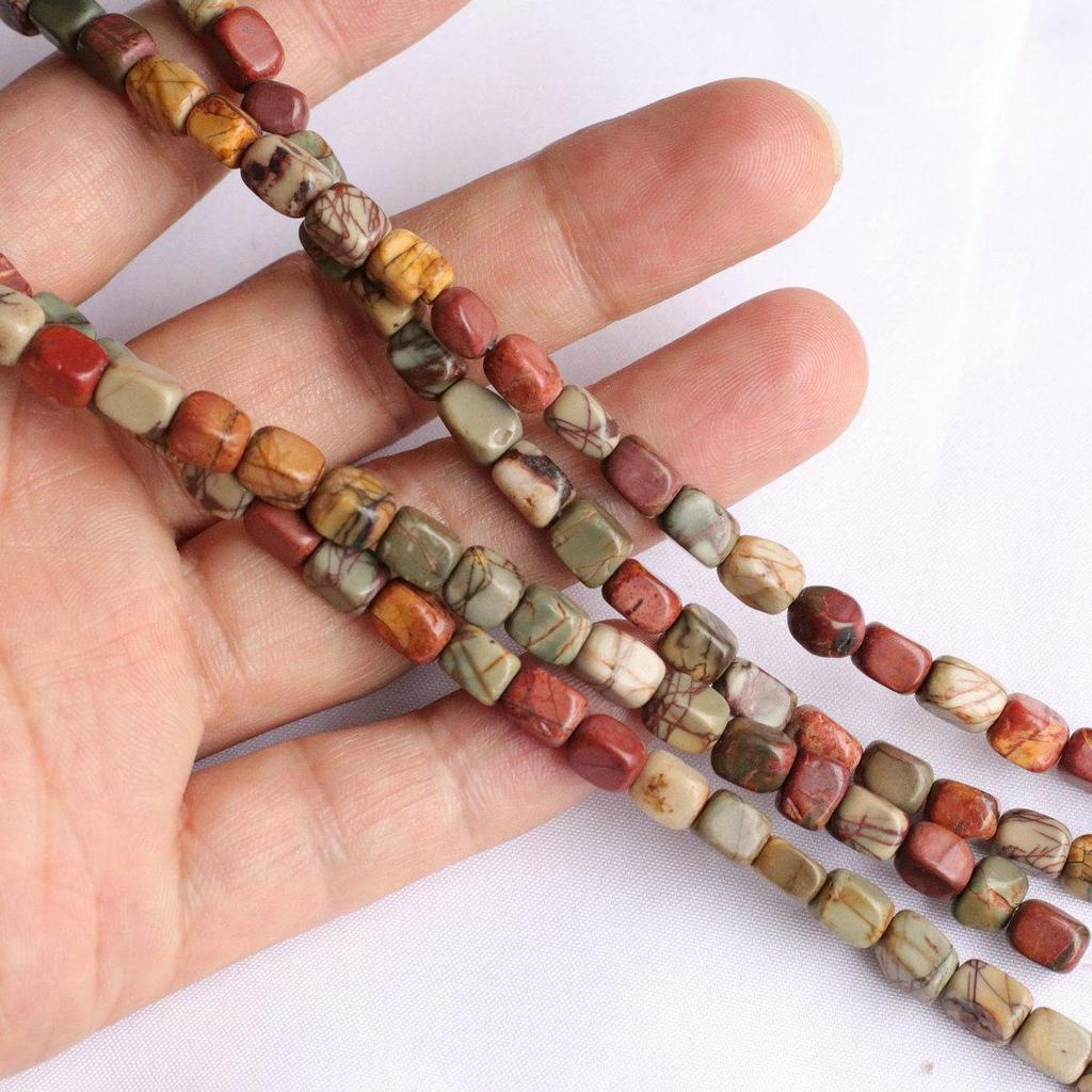 Picasso Nüwa Stone Red Thread Natural Rectangular Beads for DIY Jewelry Accessories