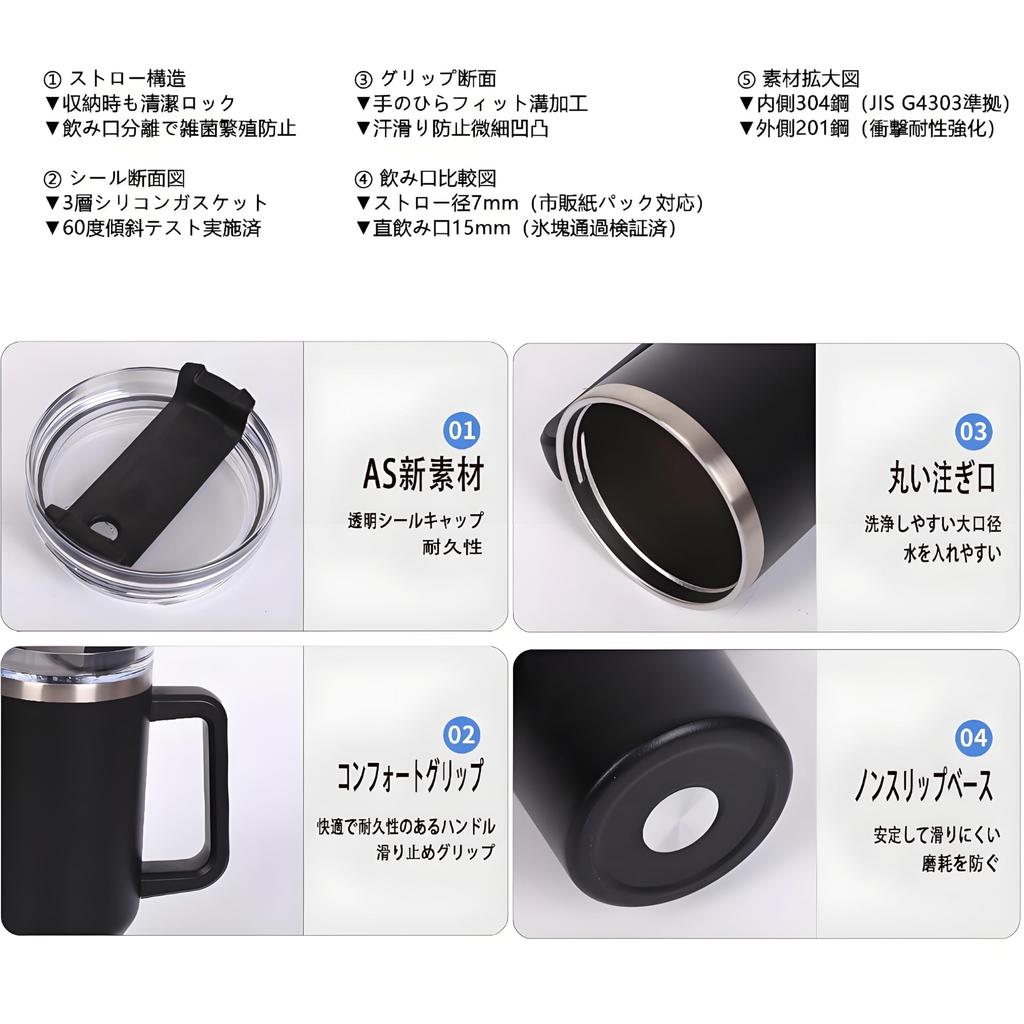 Stainless YIFHBB 1200ML Tumbler with Stainless Steel Travel Vacuum Insulated Large Stylish Car Water Large Tumbler with Handle Rust-Resistant,