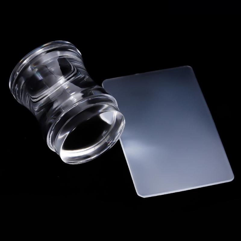 Nail Art Stamper Kit Clear Silicone Nail Stamping Kit Jelly Stamper with Scrapers for French Manicure DIY Nail Designs