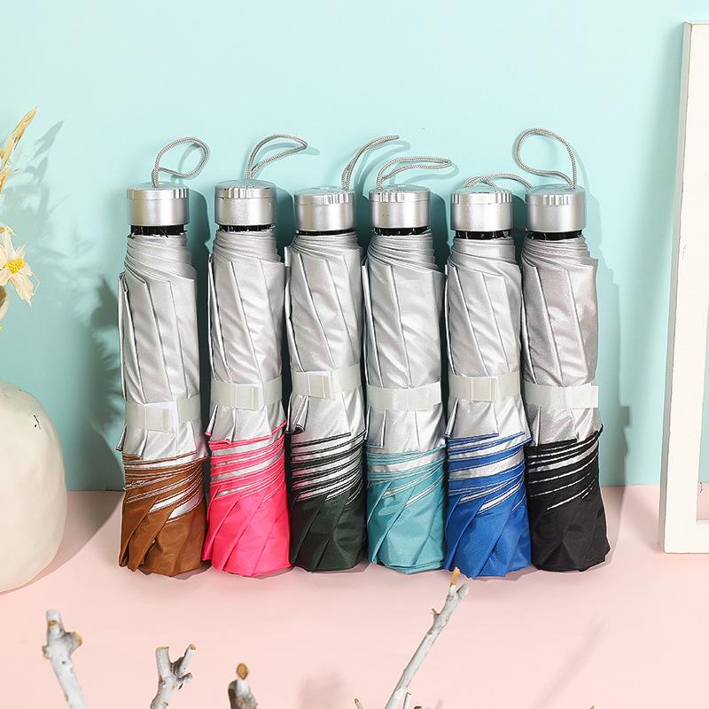 

Fashionable Dual-Use UV Folding Umbrella - Sun & Rain Protection for Men & Women with Black Glue Coating.