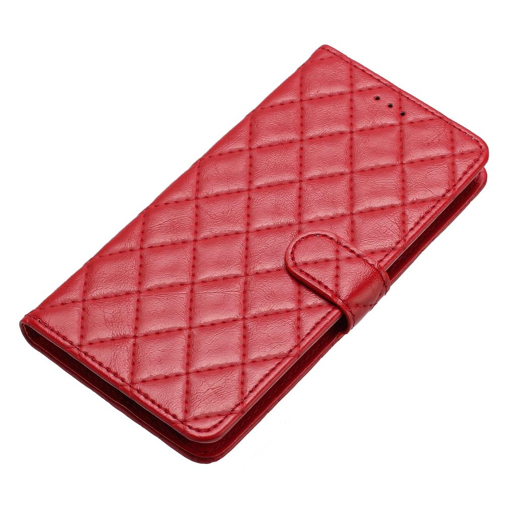 For iPhone 12 Pro Max 6.7 Inch Stitching Line Rhombus Texture PU Leather Phone Cover Wallet Shell Stand Phone Case