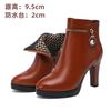 Botines de piel suave a la moda para mujer, tacones altos, zapatos con cremallera, botas de invierno cálidas de piel, plataforma, talla 34-41