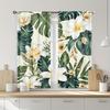 Set Of 2 Tropical Leaf Print Curtains High Quality Polyester Easy Installation No Rod Needed Ideal Bedroom Living Blackout Made Master Window