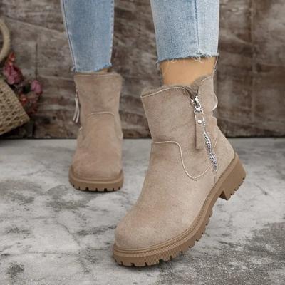 Zapatos de Moda para Mujer Botas de Nieve Gruesas de Felpa para Mujer Nuevas Botas de Mujer de Ante Sintético Antideslizantes Mantener Caliente Zapatos Acolchados de Algodón Botas de Tobillo con Plataforma