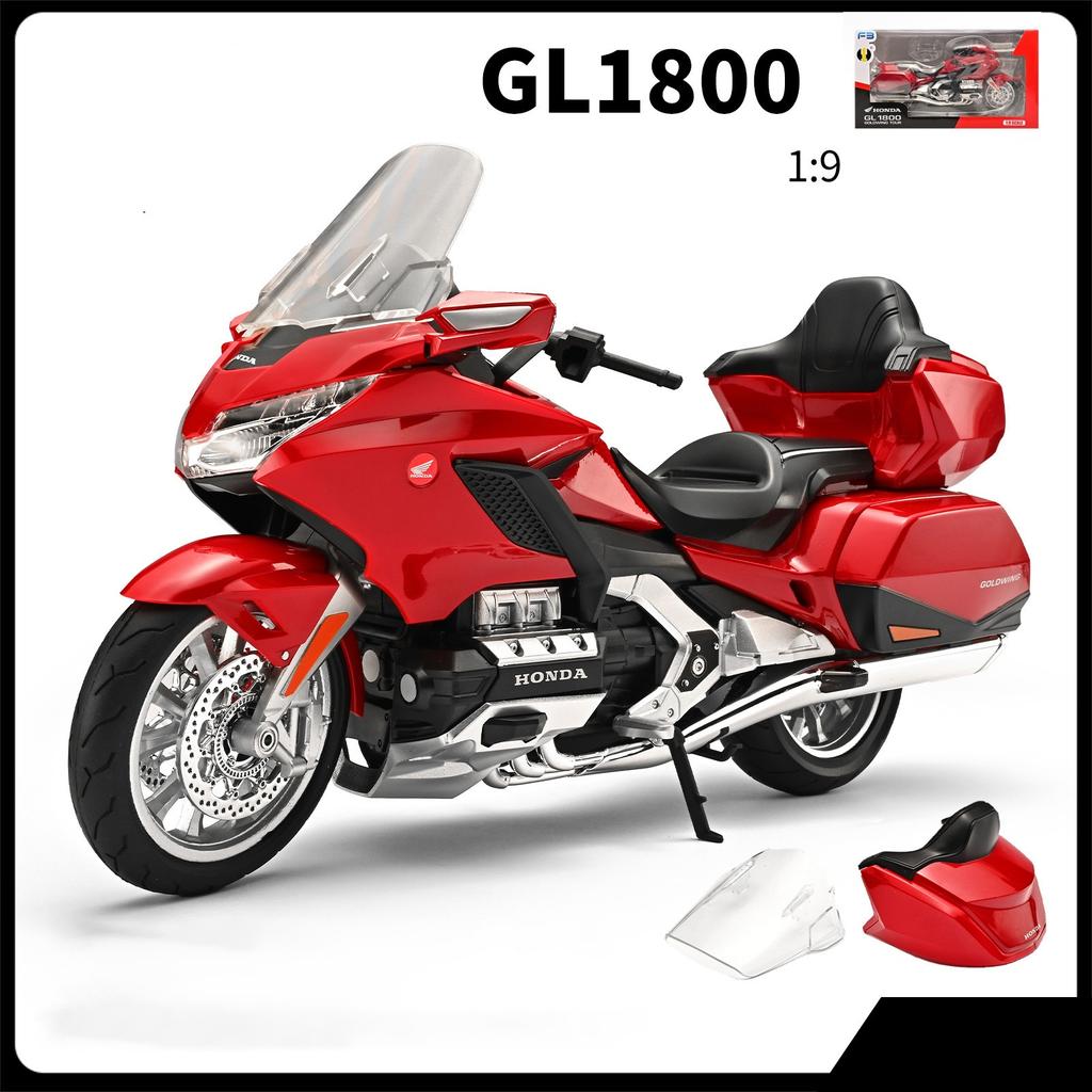1/9 HONDA Gold Wing GL1800 Alloy Street Motorcycle Model Diecast Metal Leisure Touring Motorcycle Model Sound Light Kid Toy Gift
