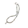 Square Diamond Grey Pearl Necklace Women's Premium Removable Pendant Decorative Clavicle Chain Temperament Sweater Chain