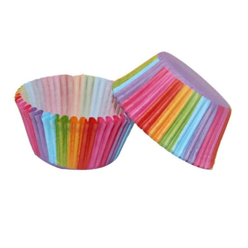 100Pcs Lovely Rainbow Cupcake Muffin Paper Case Party Baking Cake Cup Kitchen Tool Party Supplies