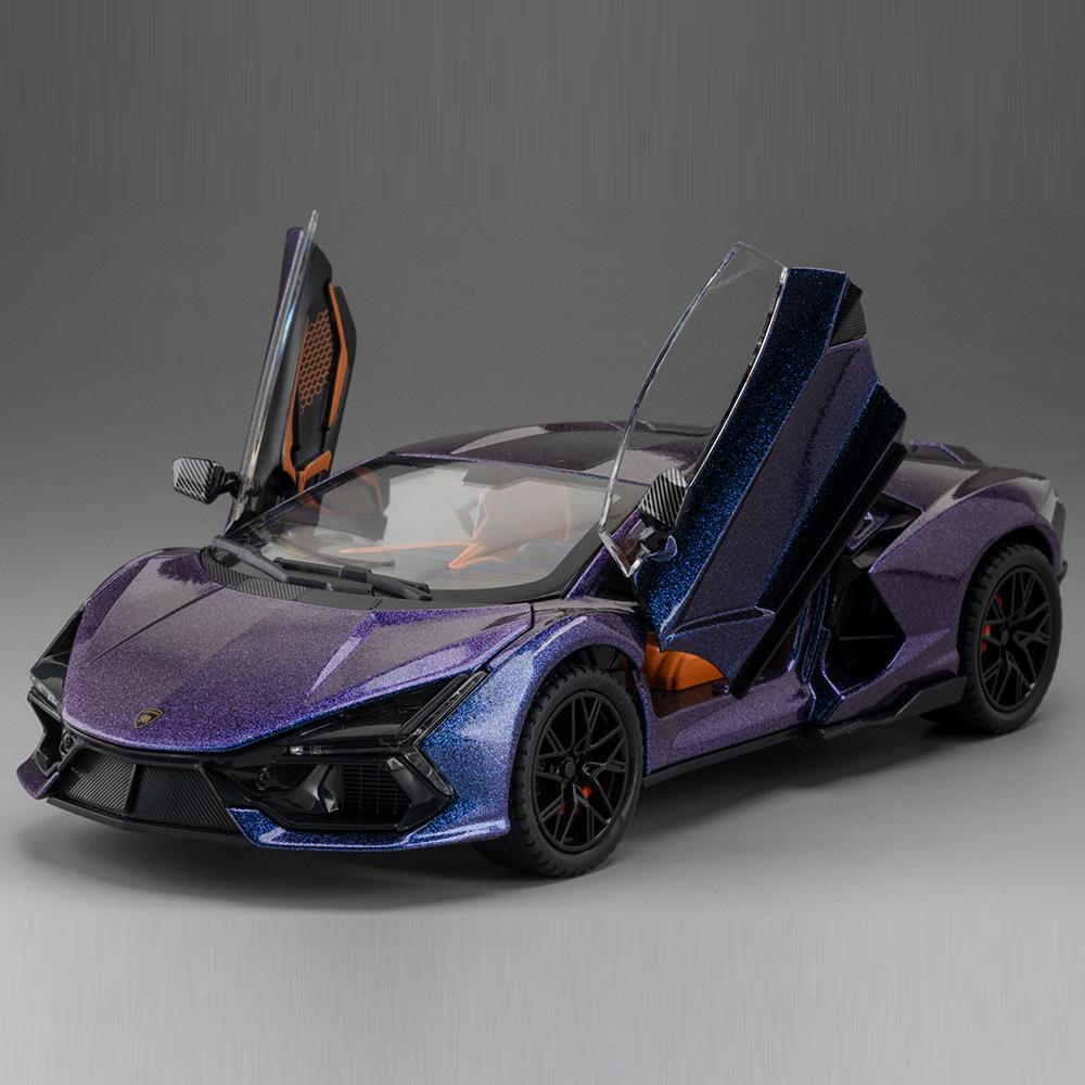 

1/24 Metal Diecast Revuelto Cars Models Rubber Tires Sports Car with Light Sound Auto Decoration Toys for Friend Festival Gifts фіолетовий