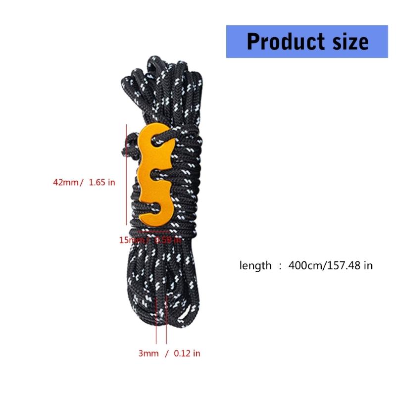 4pack Durability Reflective Tent Cords Reinforced Windproof Rope with Buckles for Enhances Night Safety