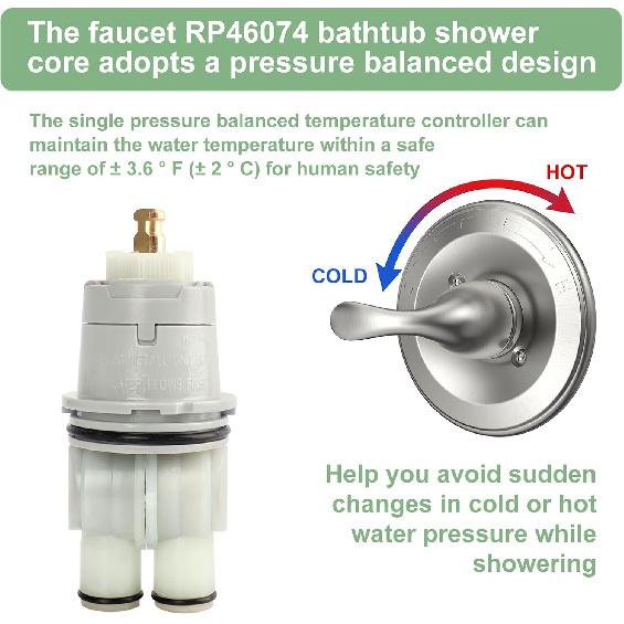 RP46074 Shower Valve Cartridge for Delta Single Handle Shower and Tub 13/14 Series Faucets, Universal Valve Cartridge Assembly, White-1PCS (RP46074)