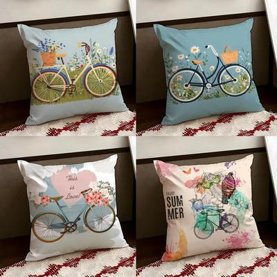 Country Flower Bicycle Cushion Cover Reversible Soft Durable Pillow Cover Home Car MultiScene Use for Daily Comfort
