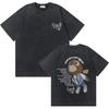 Kanye West Graduation Bear Graphic Vintage Washed TShirt Men Oversized Cotton