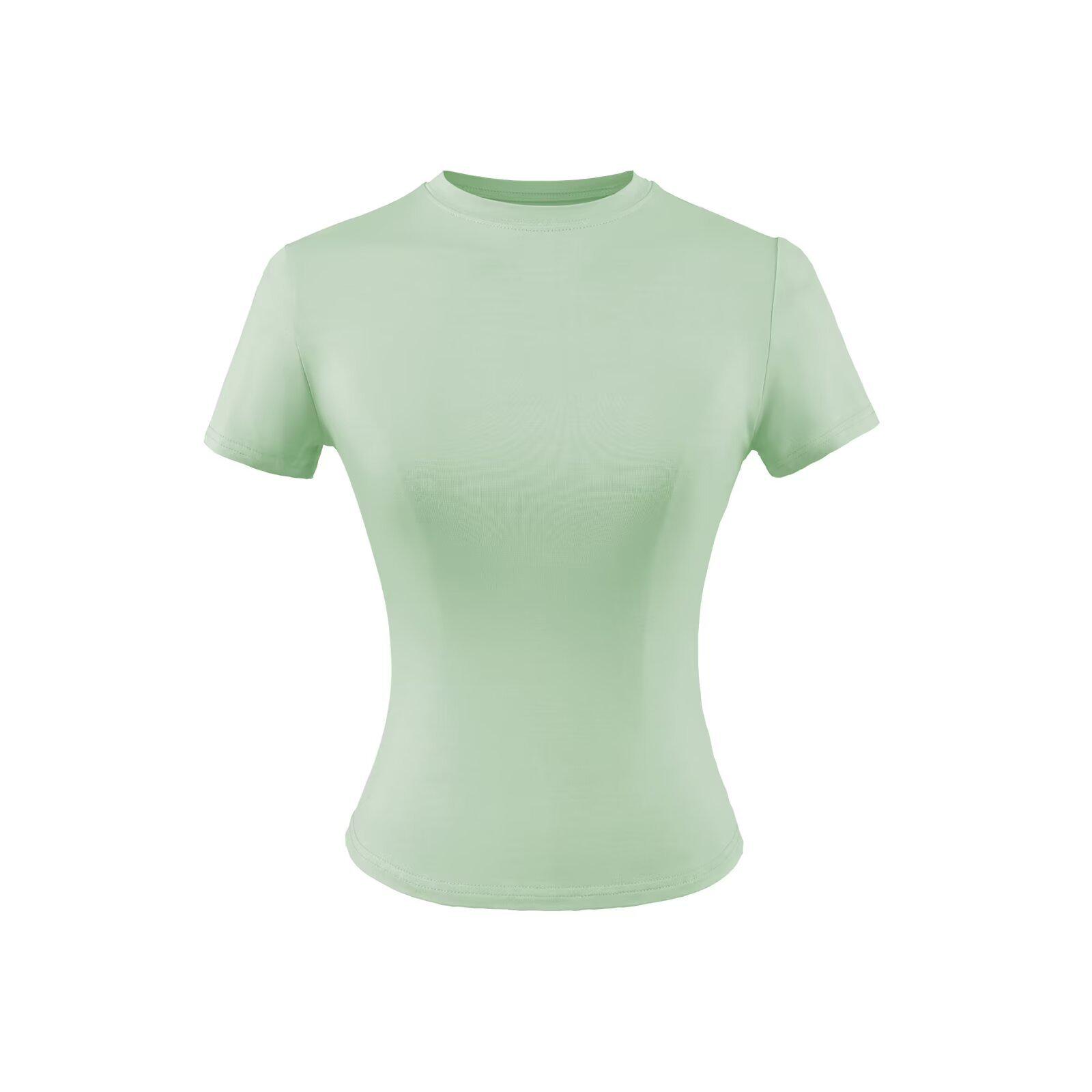 

Women s Slim Fit Solid Color Short Sleeve T-shirt with Round Neck - Basic Kardashian Style Small