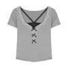 Sweet Spice Girl Fake Two Pieces Lace Neck Short Sleeve T-Shirt Women's Summer Pure Desire Square Neck Short Top Chic and Beautiful