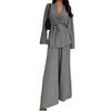 Women's V Neck Long Sleeve Top and Wide Leg Pants Two Piece Set Loose Casual Autumn Outfit