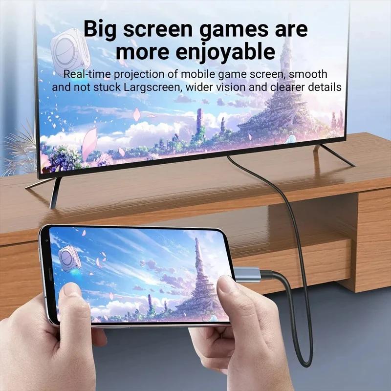 4K 60Hz USB C to HDMI Cable Type C Adapter HDTV Converter Cable for iPhone 15 TV Converter MacBook Air iPad Samsung Laptop