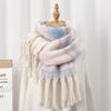 Fashion Korean Version Plaid Imitation Cashmere Scarf Winter Warm Thickened Contrasting Color Student Couple Scarf Long Scarf