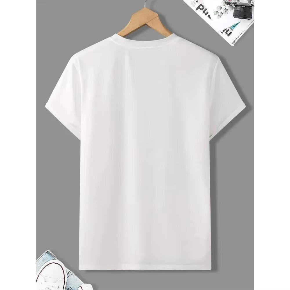 Live Like A King Pattern Print  Men's Casual Crew Neck Short-Sleeve  Fashion Summer T-Shirts Tops, Men's Outfits Tee