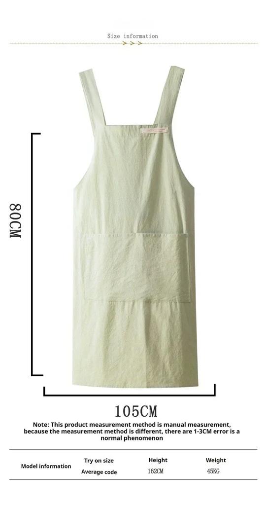 Women Simple Apron Denim Apron Cotton and Linen Solid Color Blouse Kitchen Florist Coffee Shop Apron