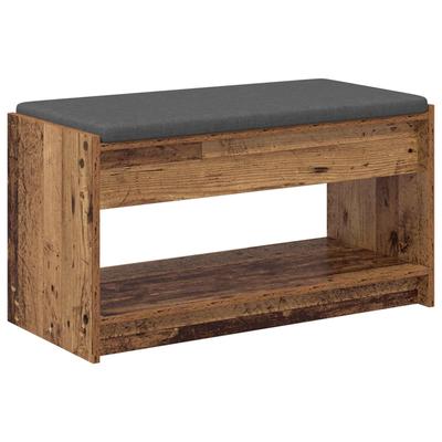 Hall Bench with Cushion and Shelf Reclaimed Wood Style 83 X 38 X 45 Cm