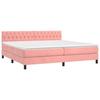 Exclusive House - Bed Slat Base with Mattress and Pink LED 200x200 Cm