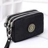 Moda feminina carteira grande capacidade de náilon à prova dwaterproof água zíper moeda bolsa mini saco com três zíper portátil carteiras bolsa de telefone