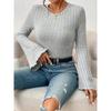 Women's Autumn and Winter Short Bell Sleeves, Long Sleeves, Round Neck, Lapels Are Simple