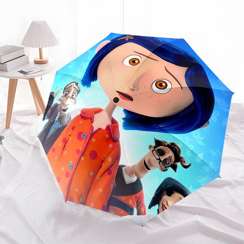 Coraline, Animation Automatic Opening and Closing, 8 rib Structure Portable Umbrella, Suitable for Men and Women in All Seasons  Perfect Gif