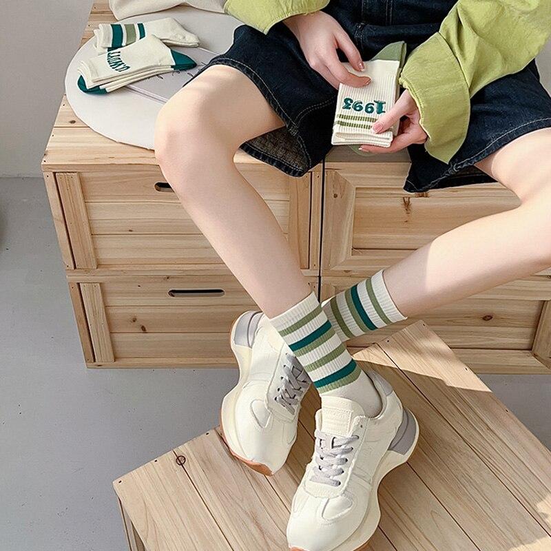 Xiaomi 5 Pairs Women's Socks Classic Striped Letter Print Fashion Girls Cute Harajuku Socks Casual Female Cool Skateboard Socks
