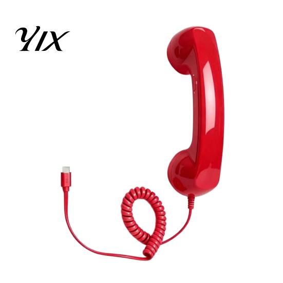 Type-C vezetékes telefonkagyló Vintage vevőkészülék mobiltelefonhoz, 3,5 mm-es vezetékes Tiszta hangú Retro telefonkagyló, Univerzális okostelefon kézibeszélő