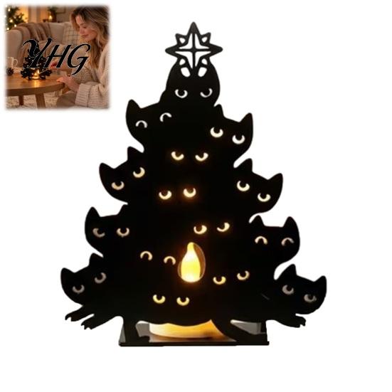 Minimalist PLA Candle Holder Halloween Cat Holder, 3D Printed Silhouette Tealight Spooky Christmas Table Decoration Tabletop Centerpiece Decor