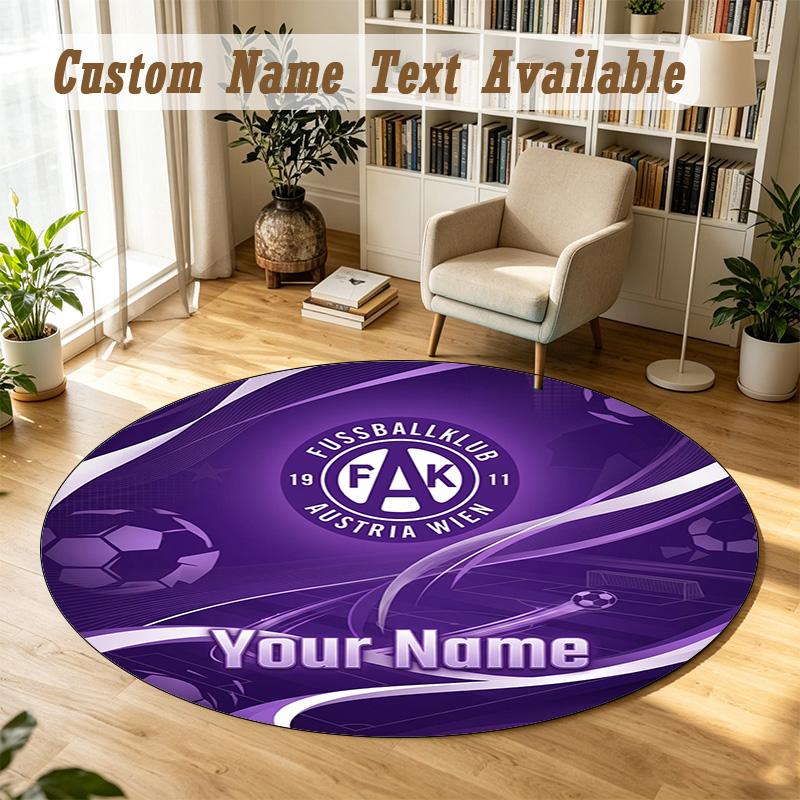 Round Rug Custom NameAustria Wien FC Pattern Non Slip Carpet Home Floor Decor