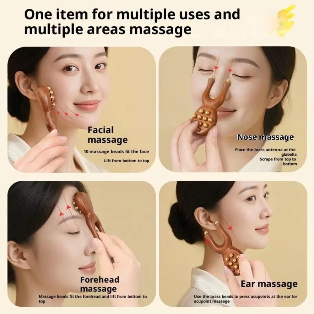 Antistatic Brass Bead Comb Handheld Handheld Comb New Wooden Nose Scraping therapy Acupoint Therap