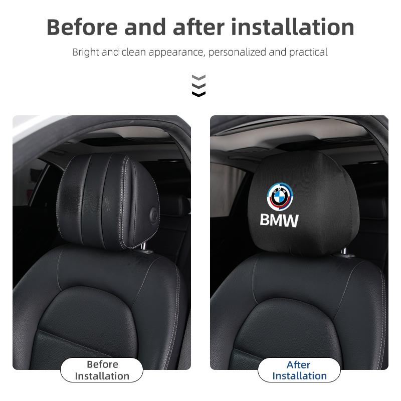 2025 Hot Car Headrest Cover Elastic Dust Cover Front Seat Headrest Protective Cover Car Interiors For BMW Performance X1 X3 X5 E