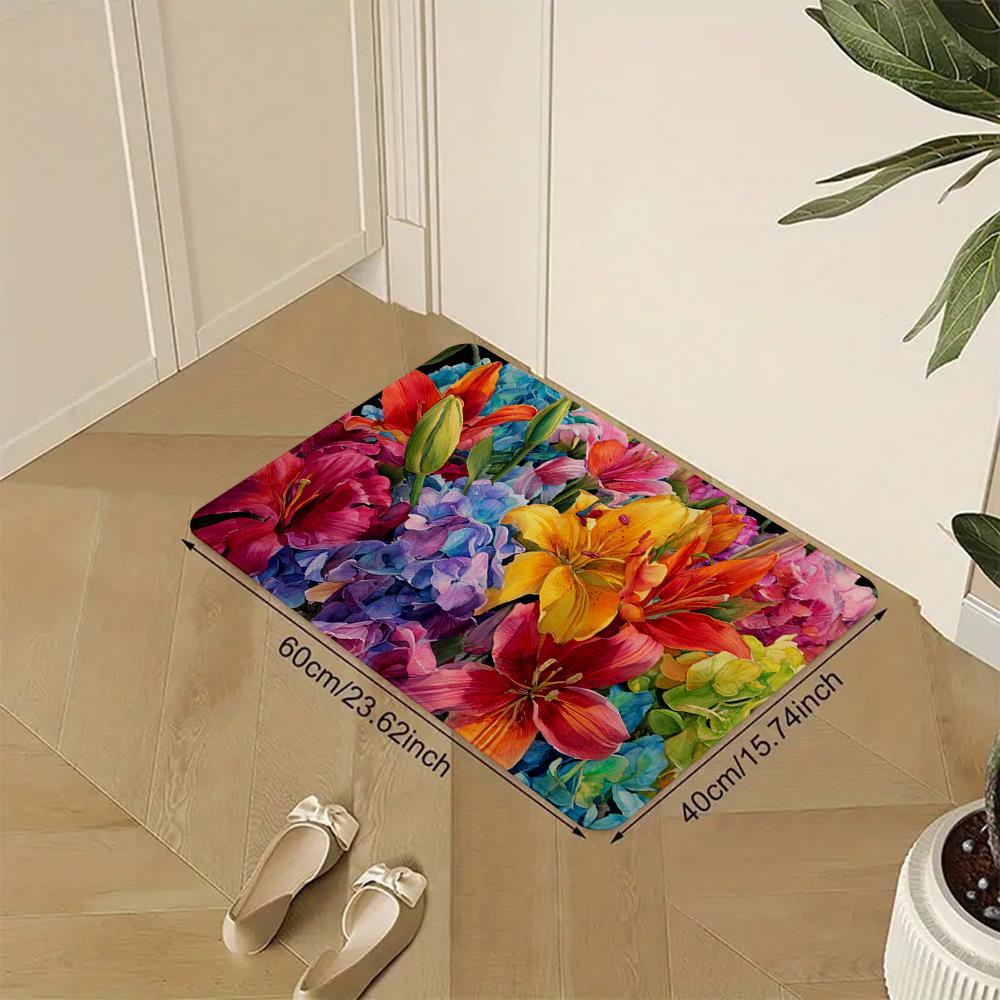 Modern Watercolor Door Mat Vibrant Colorful Soft Non-Slip Washable Kitchen Rug Bedroom Living Room Entrance Home Decor Floor Mat
