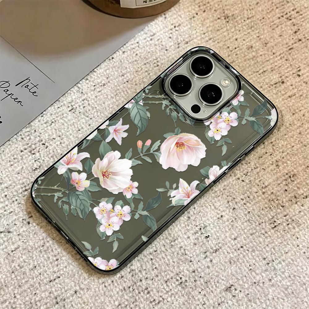For Iphone 13 Pro Max Case Gentle Flowers Clear Cover For Iphone 15 Plus 16 14 17 Air 12 11 Back Cover Funda