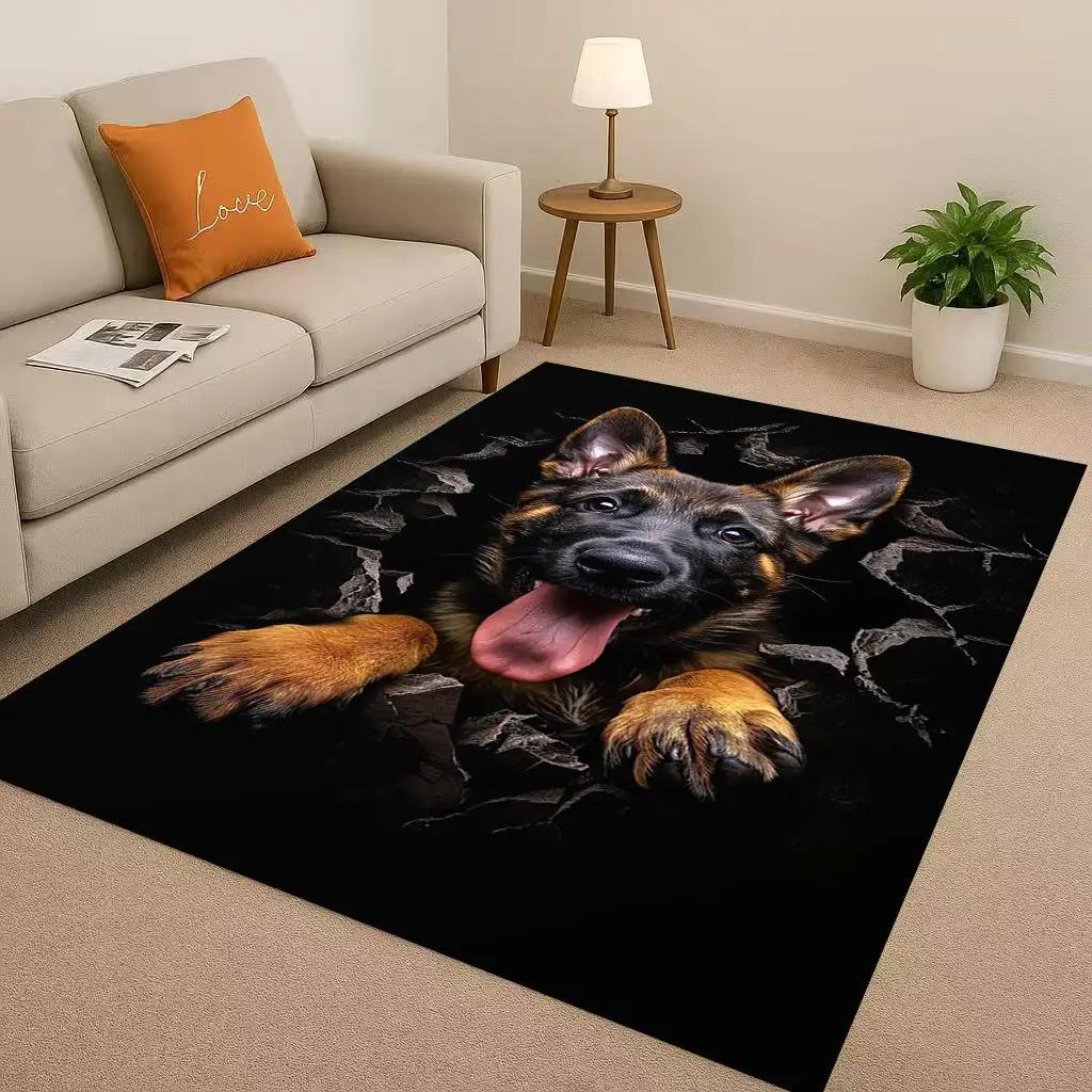 2026 New Breaking Wall 3D Illusion Dog Puppy Living Room Non Slip Area Rug Carpet for Bedroom Playroom Sofa,Home Decor Doormat