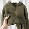 Fluffy! Soft waxy skin-friendly gentle milk white thickened fleece thermal hooded sweater jacket women's new products